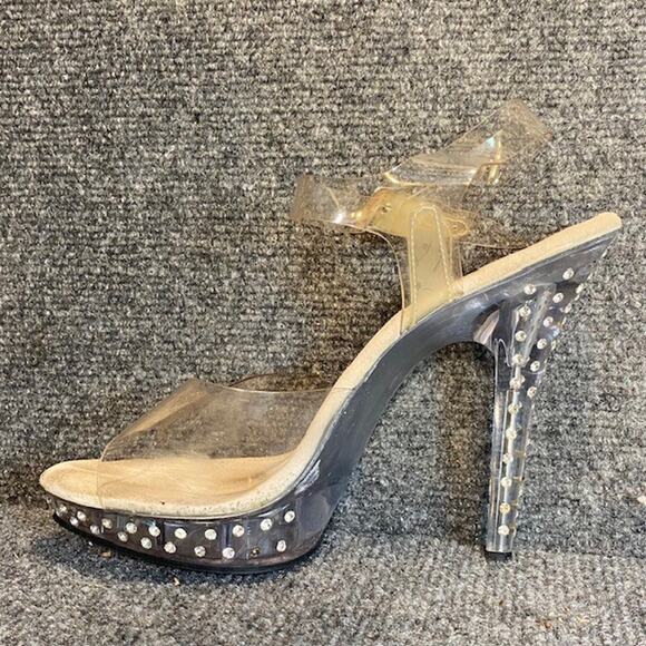 Pleaser Fabulicious Clear Womens 10 Platform Heels Body Building NPC Rhinestone - Picture 2 of 8